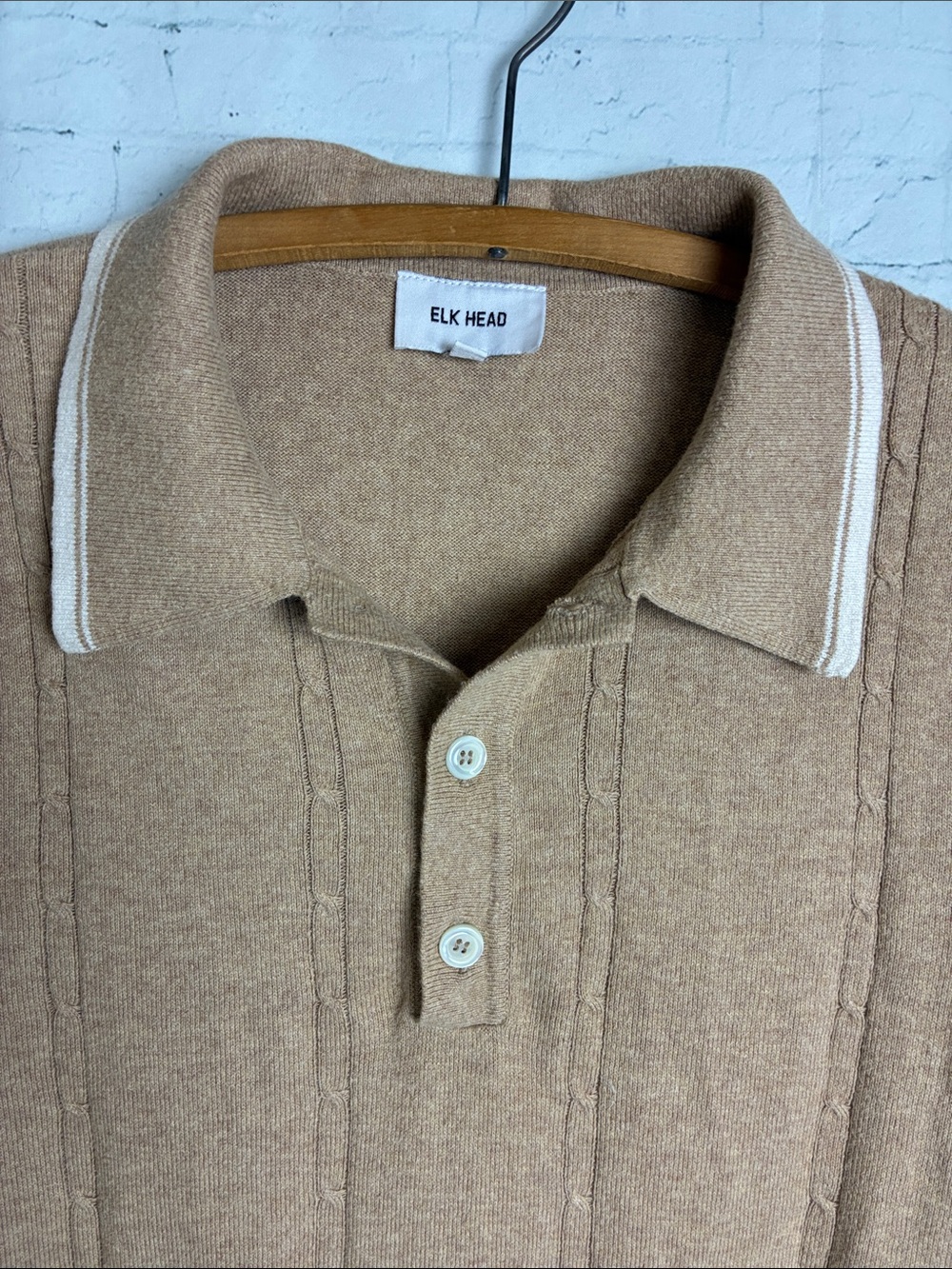Elk Head Cashmere Cotton Blend Polo Shirt Men's Size Small Preppy - Picture 7 of 14